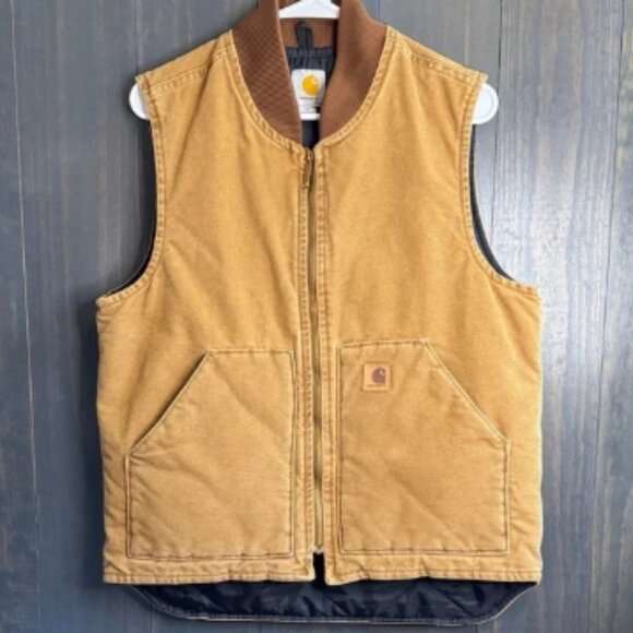 Carhartt Men's Brown Work Vest Quilted Inside Outdoor Medium - Picture 1 of 5